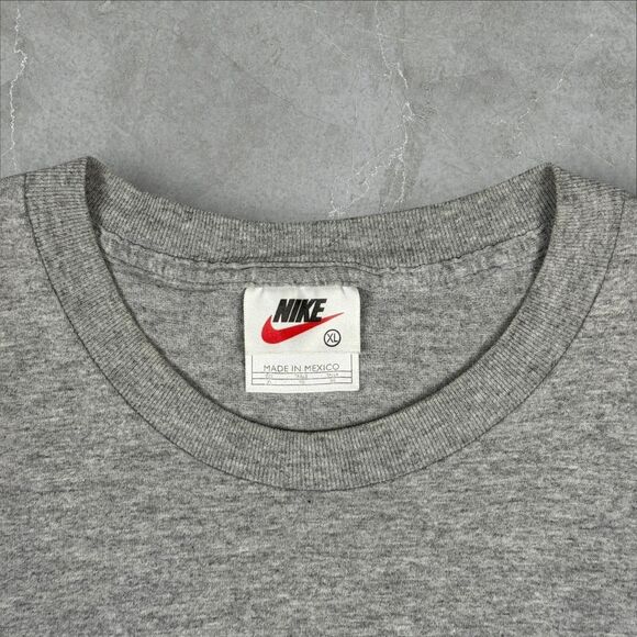 Vintage 90s Nike Check Embroidered Chest Swoosh White Tag Tee Mexico - XL - Picture 2 of 5